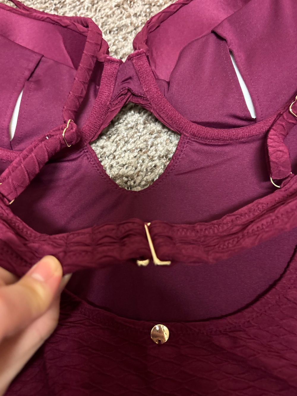 Victoria Secret NWT Plum Textured Push Up Bra One-Piece Swimsuit, Small - Picture 3 of 7